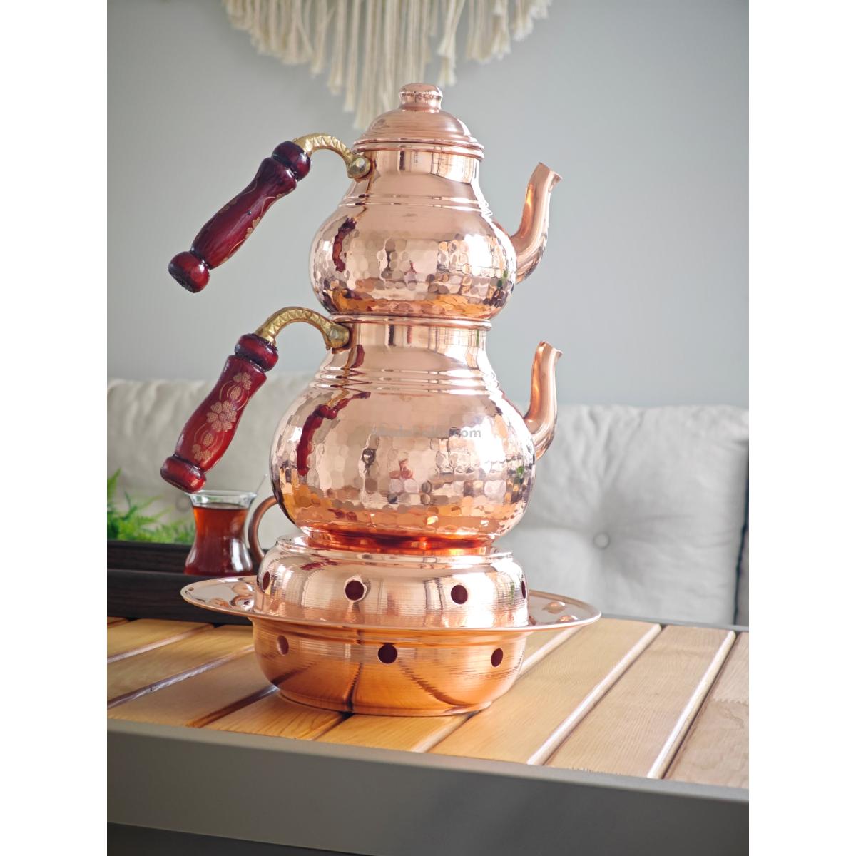 Osmanlı Ocaklı Bakır Çaydanlık Takımı Balkon Sefası Orta Boy - Görsel 4