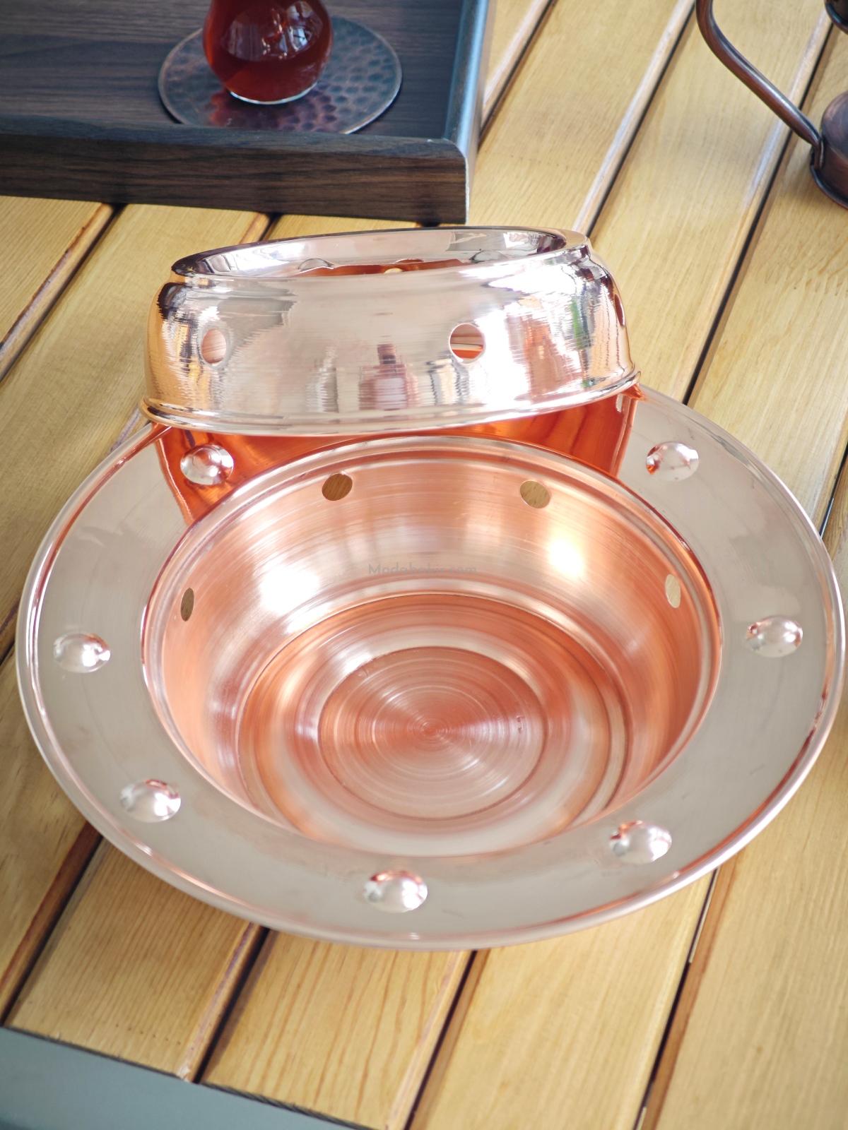 Osmanlı Ocaklı Bakır Çaydanlık Takımı Balkon Sefası Orta Boy - Görsel 6