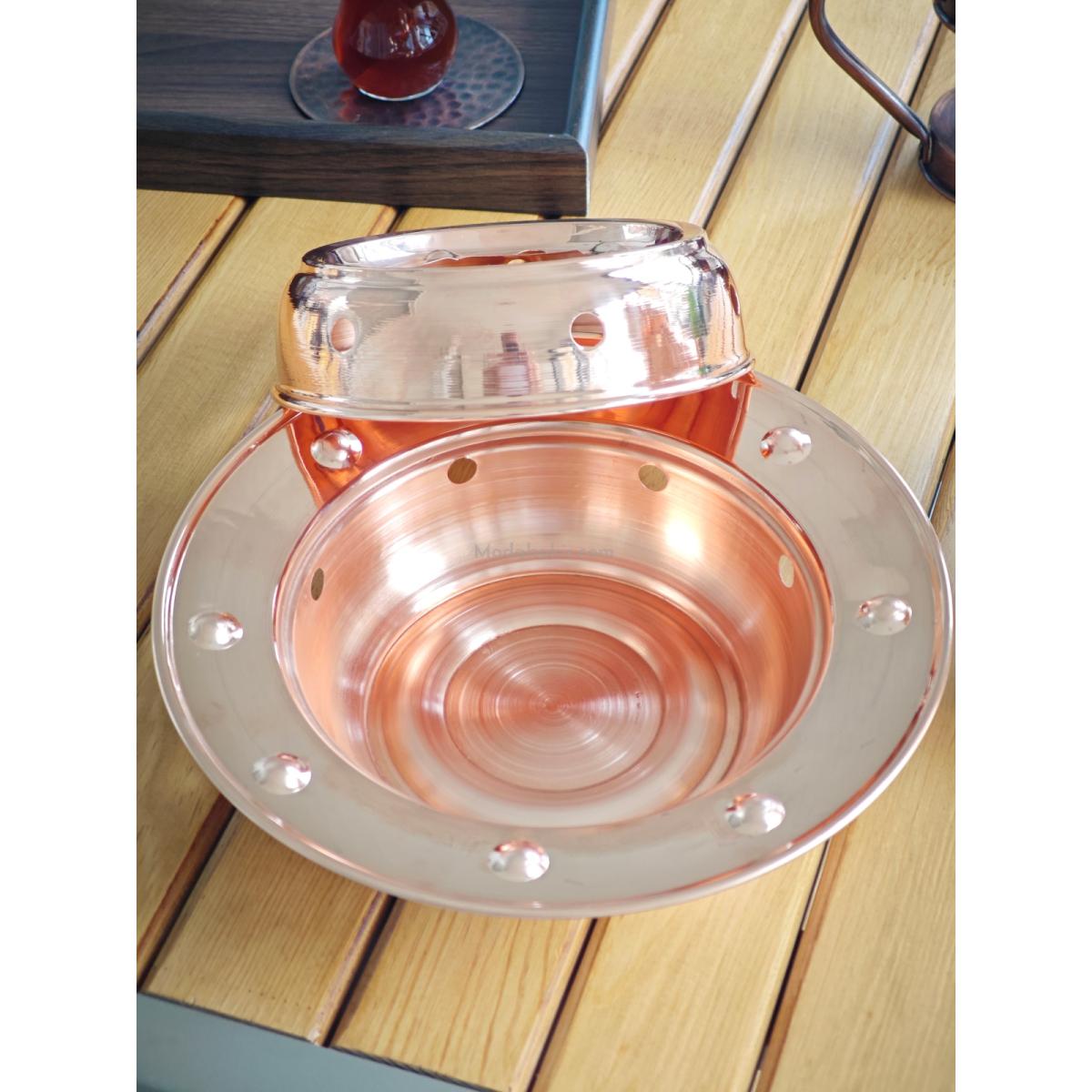 Osmanlı Ocaklı Bakır Çaydanlık Takımı Balkon Sefası Orta Boy - Görsel 6