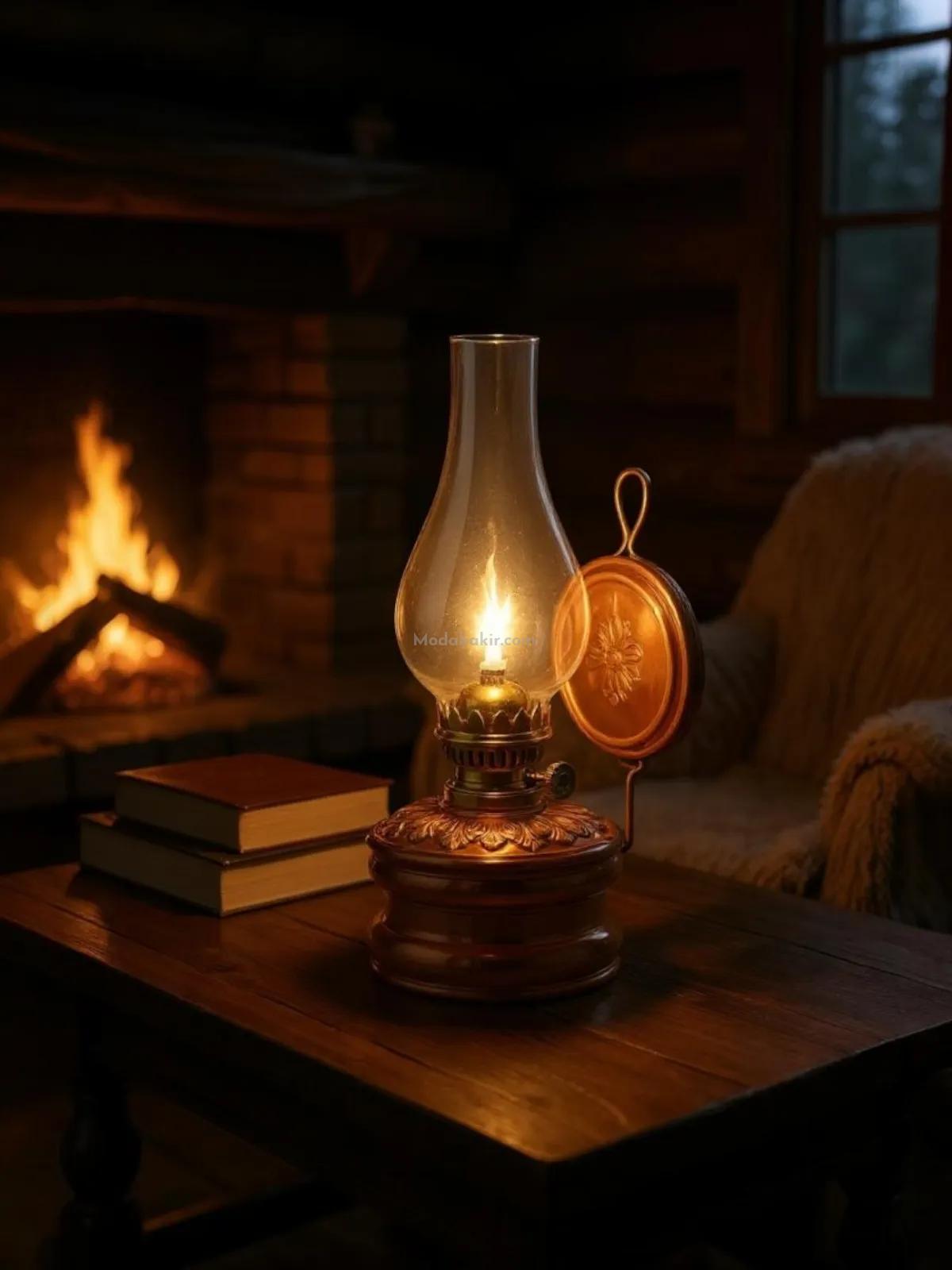 Otantik Bakır Gaz Lambası - Görsel 3