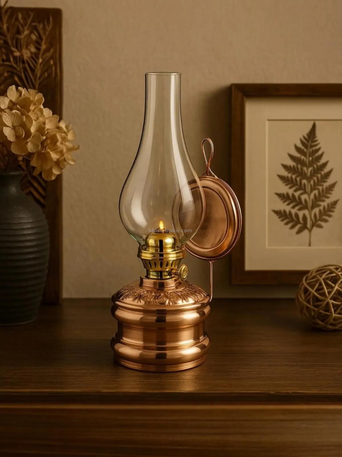 Otantik Bakır Gaz Lambası - Görsel 5