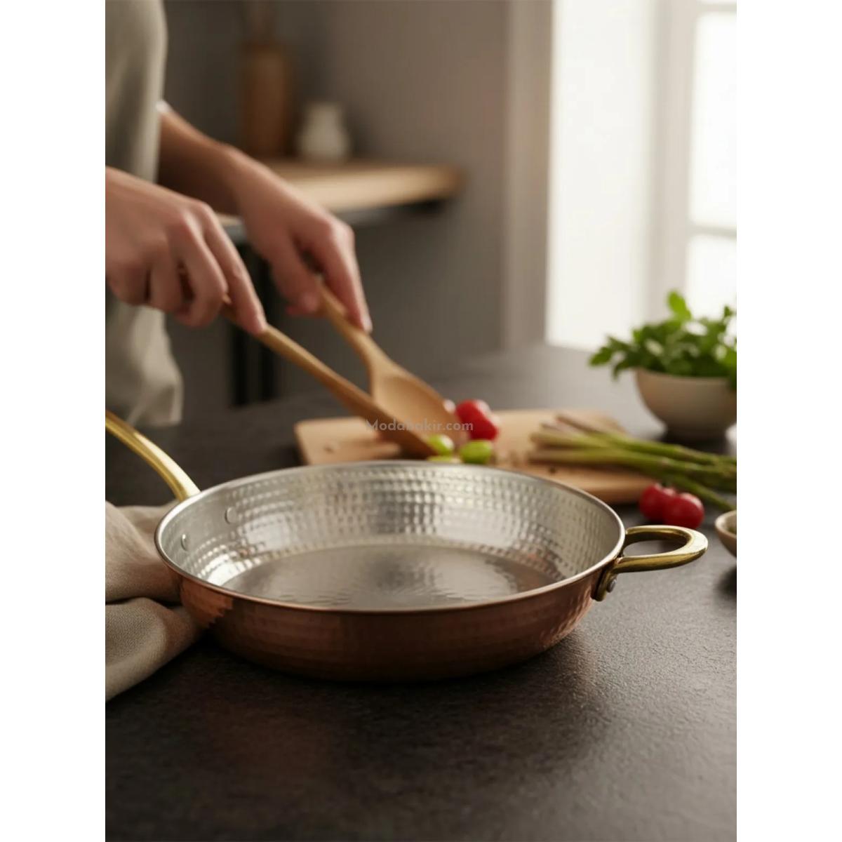 Tek Kulplu Bakır Sos Tavası 22 cm - Görsel 3