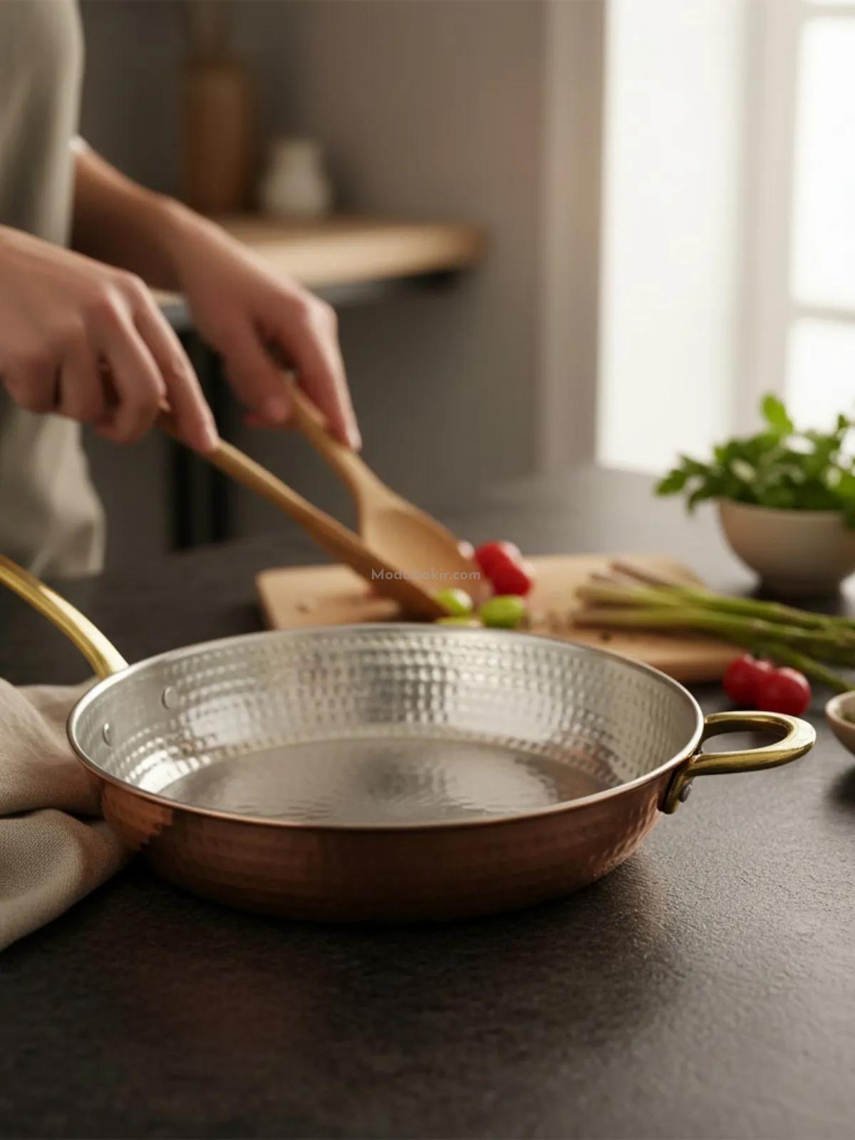 Tek Kulplu Bakır Sos Tavası 27 cm - Görsel 3