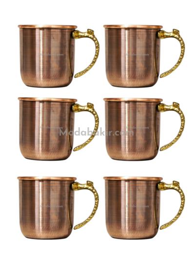 Moda Bakır 6-Piece Handcrafted Solid Antique Copper Cup Set (400 ml)