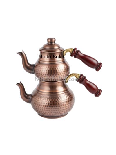 Moda Bakır Mini Size Oxidized Hand-Hammered Copper Tea Set
