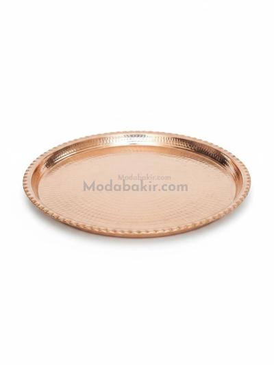 Moda Bakır 45 cm Artisan Hand-Hammered Rimless Solid Copper Serving Tray