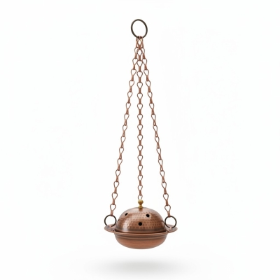Copper Hanging Incense Burner with Chain Oxidized