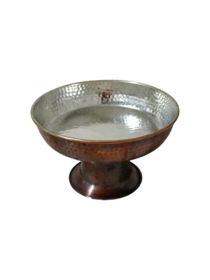Hand-Hammered Footed Copper Fruit Bowl / Pedestal Centerpiece