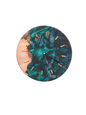 Moda Bakır 30 cm Handmade Patina Solid Copper Wall Clock