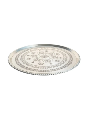 Hand-Engraved Solid Thick Copper Tray 21.7 in