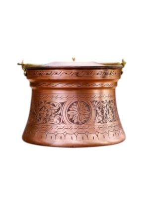 Moda Bakır 3-Liter Artisan Hand-Hammered Solid Copper Storage Pot (Bakraç)