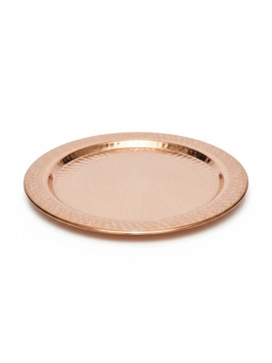 Moda Bakır 27 cm Artisan Hand-Hammered Copper Charger Plate / Supla (Decorative Serving Platter)
