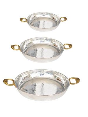 Moda Bakır 3-Piece Artisan Solid Copper Tinned Sahan/Skillet Set (22 cm, 24 cm, 27 cm)
