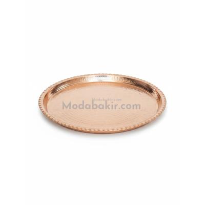 Moda Bakır 30 cm Artisan Hand-Hammered Rimless Solid Copper Serving Tray