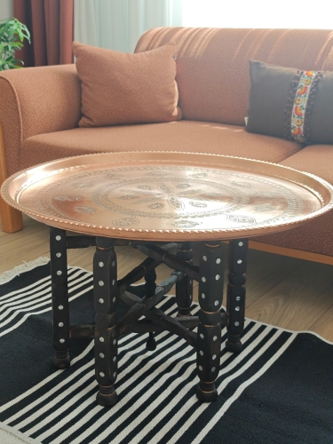 Ahşap Ayak Ve Bakır Sini 70 cm - Görsel 4