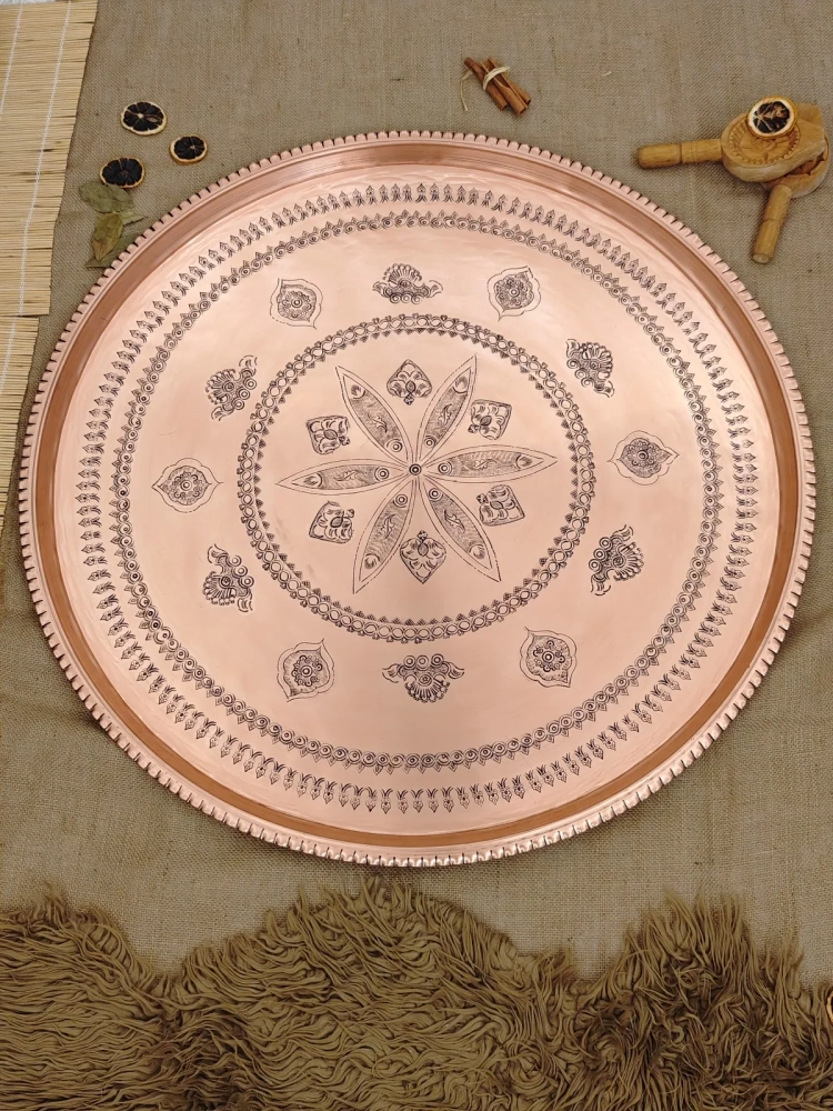 Ahşap Ayak Ve Bakır Sini 70 cm - Görsel 7