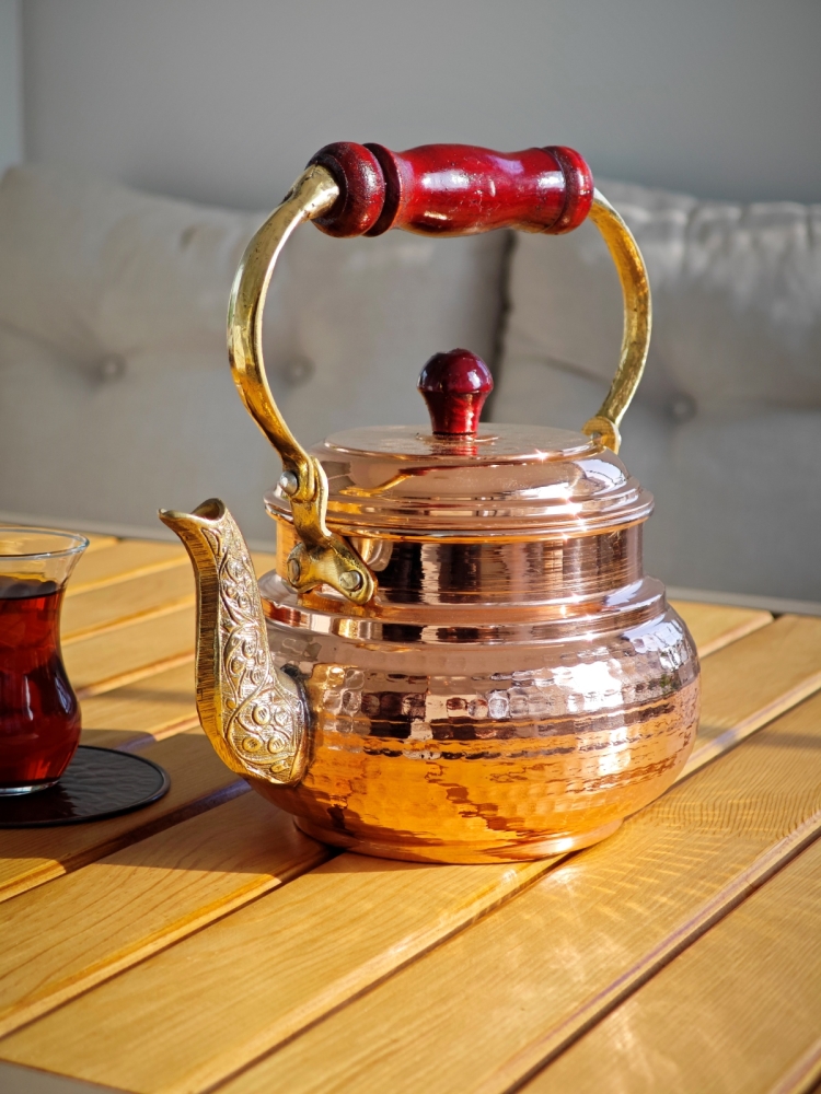 Ahşap Saplı Bakır Demlik - Görsel 3