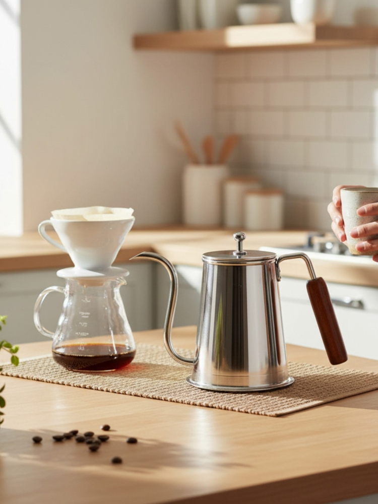 Barista Bakır Demlik Nikel - Görsel 4