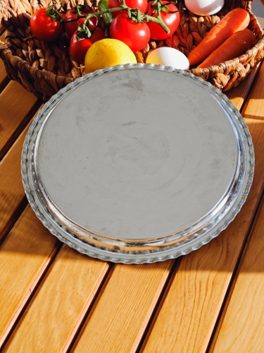 Bakır Kalaylı İşlemeli Tepsi 30 Cm - Görsel 4