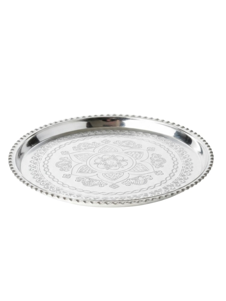 Bakır Kalaylı İşlemeli Tepsi 45 Cm - Görsel 1