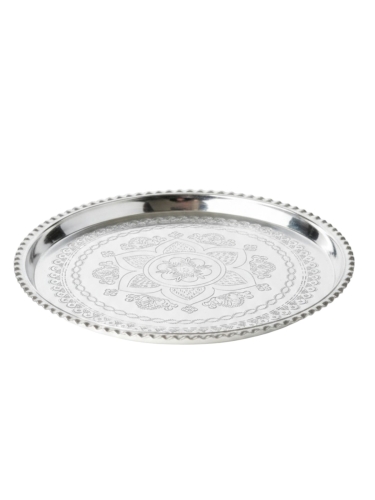 Bakır Kalaylı İşlemeli Tepsi 45 Cm - Görsel 1