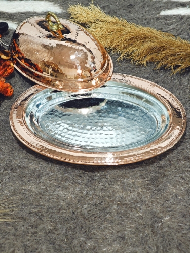 Bakır Kapaklı Kayık Sahan 25 Cm - Görsel 2