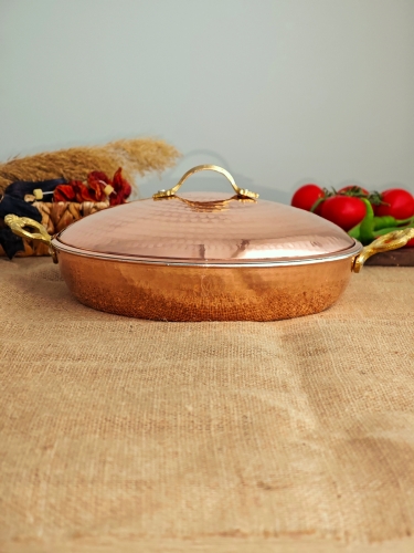 Kapaklı Bakır Tava 27 cm - Görsel 3