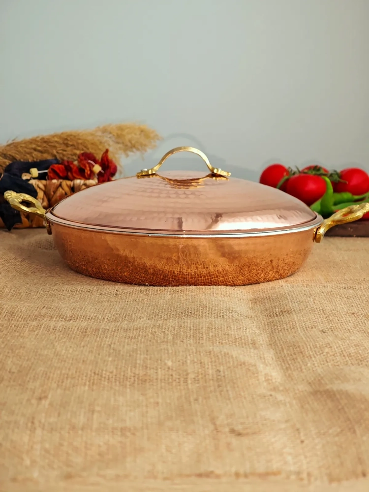 Kapaklı Bakır Tava 24 cm - Görsel 3