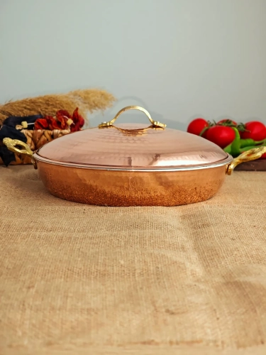 Kapaklı Bakır Tava 24 cm - Görsel 3