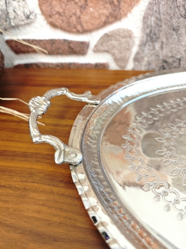 Bakır Kulplu Servis Tepsi 40 Cm - Görsel 5
