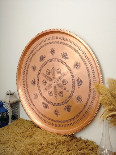 Bakır Nakışlı Sini 65 Cm - Görsel 5