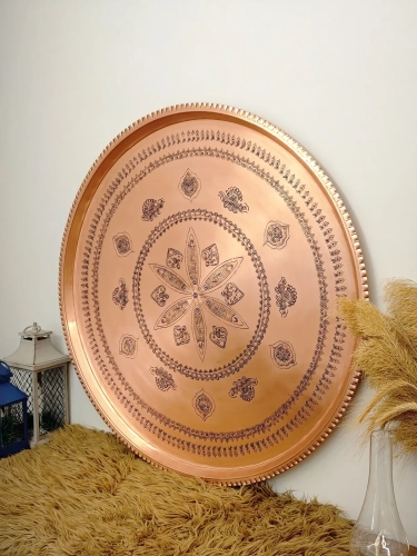 Bakır Nakışlı Sini 80 Cm - Görsel 5