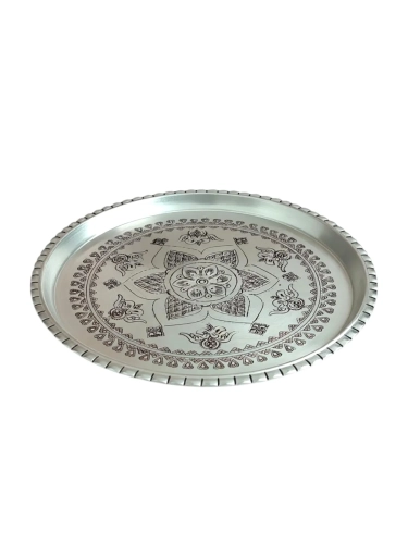 Bakır Şark Köşesi Tepsi 27 Cm - Görsel 1