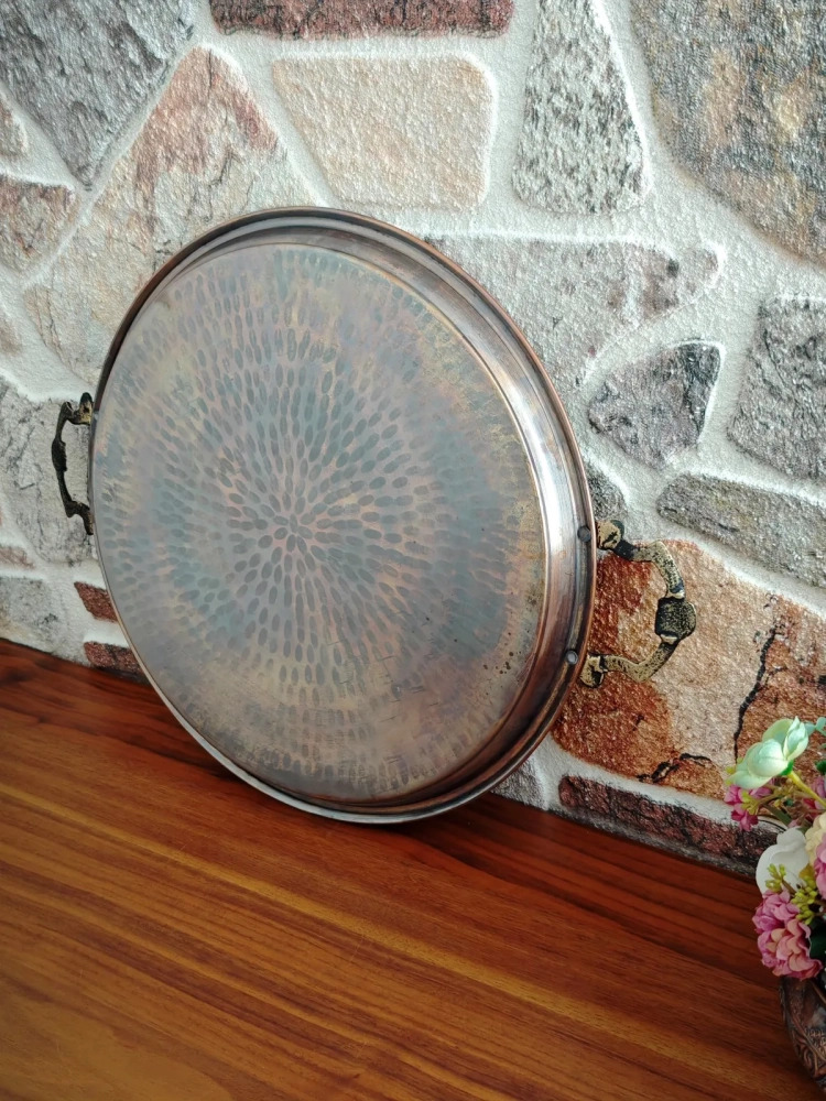 Bakır Vintage Tepsi 40 cm - Görsel 4