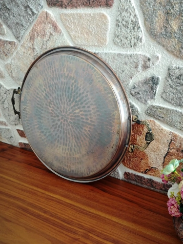 Bakır Vintage Tepsi 40 cm - Görsel 4