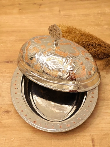 Çift Renk Bakır Kayık Sahan 40 Cm - Görsel 4