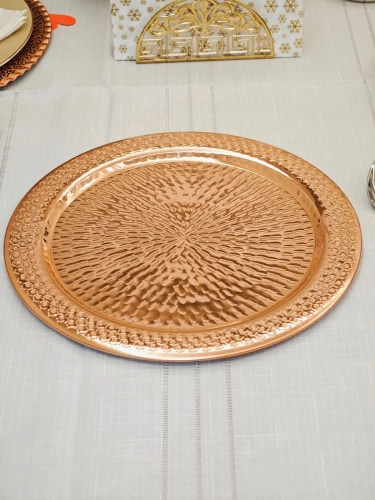 Desenli Bakır Supla Servis Tabak 30 cm - Görsel 3