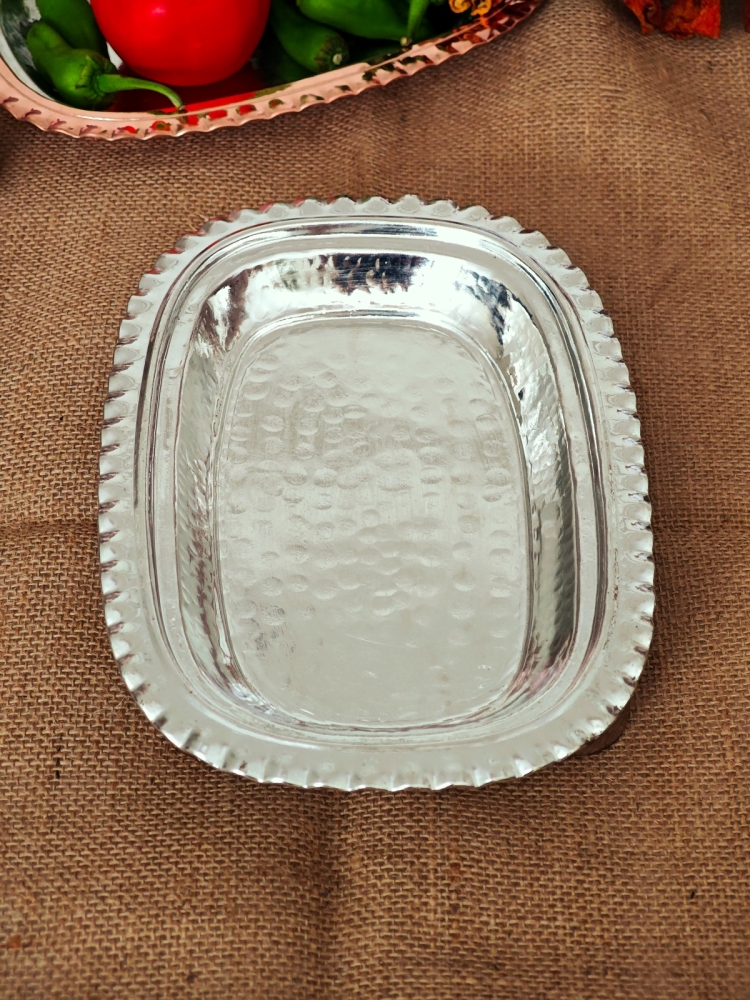 Dikdörtgen Bakır Servis Sunum Tabağı 27 cm - Görsel 2