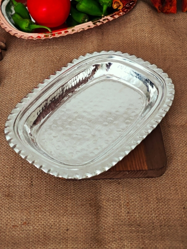 Dikdörtgen Bakır Servis Sunum Tabağı 27 cm - Görsel 4