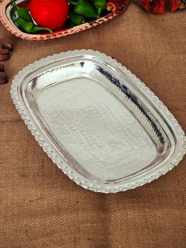 Dikdörtgen Bakır Servis Sunum Tabağı 33 cm - Görsel 2