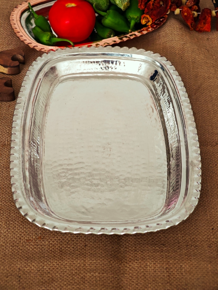 Dikdörtgen Bakır Servis Sunum Tabağı 33 cm - Görsel 3