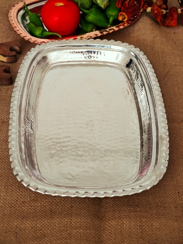 Dikdörtgen Bakır Servis Sunum Tabağı 33 cm - Görsel 3
