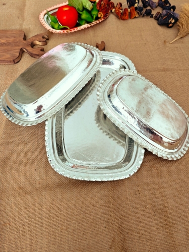Dikdörtgen Bakır Servis Sunum Tabağı 33 cm - Görsel 4