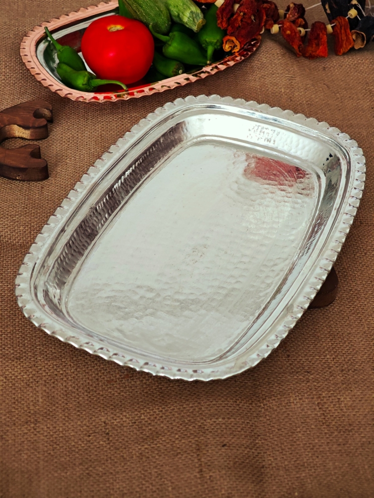 Dikdörtgen Bakır Servis Sunum Tabağı 33 cm - Görsel 5