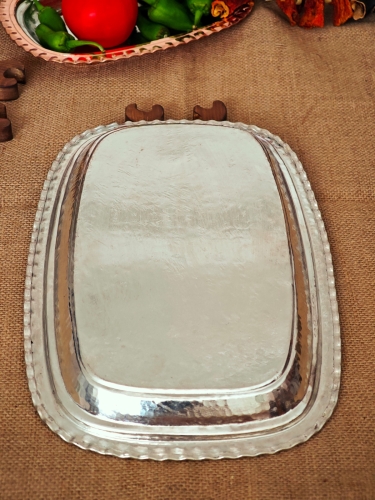 Dikdörtgen Bakır Servis Sunum Tabağı 33 cm - Görsel 6