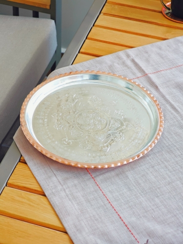 İşlemeli Bakir Sunum Tepsisi 34 Cm - Görsel 5
