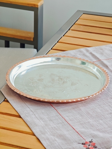 İşlemeli Bakir Sunum Tepsisi 34 Cm - Görsel 4