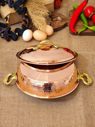 Kapaklı Bakır Tava 16 cm - Görsel 2