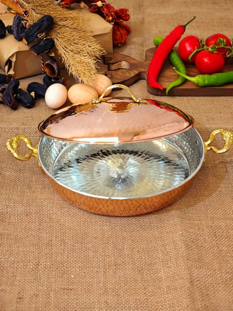 Kapaklı Bakır Tava 22 cm - Görsel 5