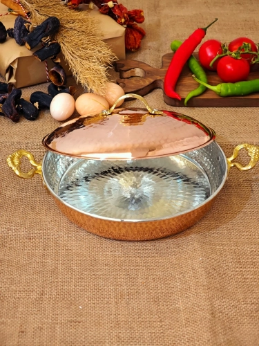 Kapaklı Bakır Tava 22 cm - Görsel 5